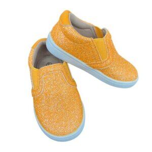 A Bear Co Toddler Size 3 IMPERFECT Orange Smooth Glitter Slides Flats Halloween